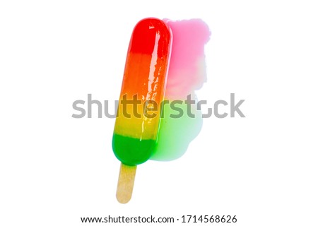 Melted colorful popsicle isoleted on white background.File contain a  clipping path.