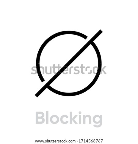 Blocking icon. Editable Vector Outline. Thin linear black ads blocking sign, simple element from marketing concept isolated stroke on white background. Single Pictogram. Royalty-Free Stock Photo #1714568767