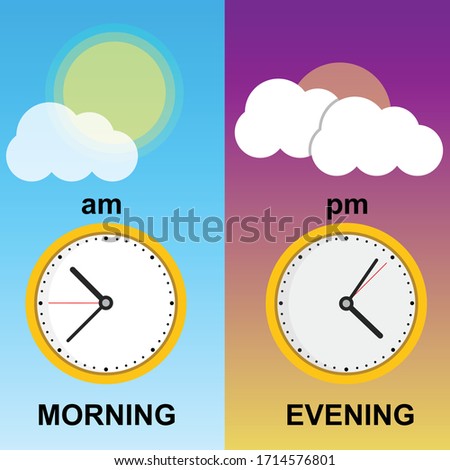 AM and PM comparison kids vector illustration design Royalty-Free Stock Photo #1714576801