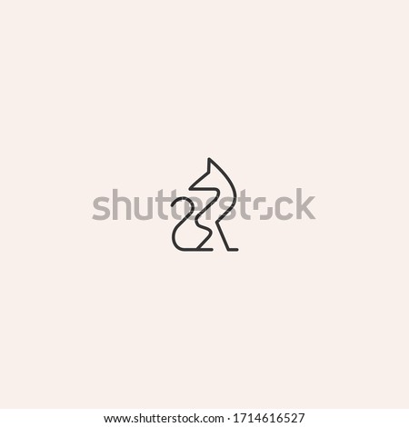 Vector linear logo design template - dog emblem - abstract animals and symbol