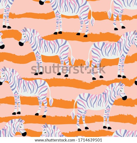 Zebras, animal, cute, fashion vector seamless pattern. Concept for wallpaper, wrapping paper, cards 