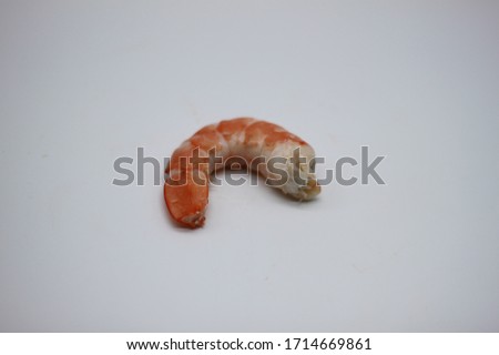 pink peeled shrimp tail isolated on white background