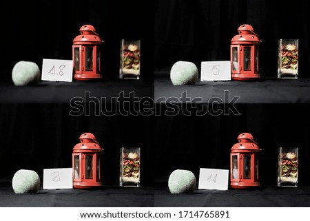 Red lantern with black background, paper and glass ornament, depth of field, photography courses