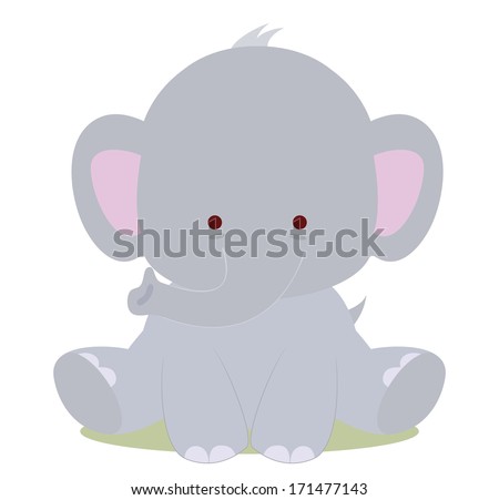 baby cute elephant, kawaii style