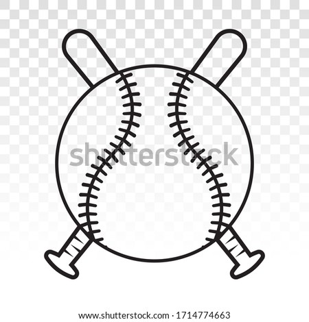Baseball tournament vector line art icons for sports apps or website on a transparent background