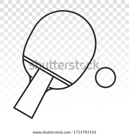 Ping pong table tennis paddle with a ping pong ball vector icon on a transparent background