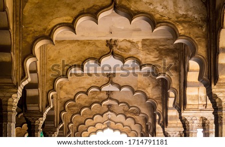 Ceiling architecture of the Nagina Masjid in Agra Fort. Agra Fort is a UNESCO World Heritage site in the city of Uttar Pradesh India. Famous tourist place in the world. Agra Fort Photography. - Image