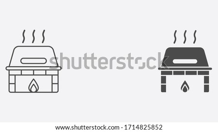 Grill outline and filled vector icon sign symbol