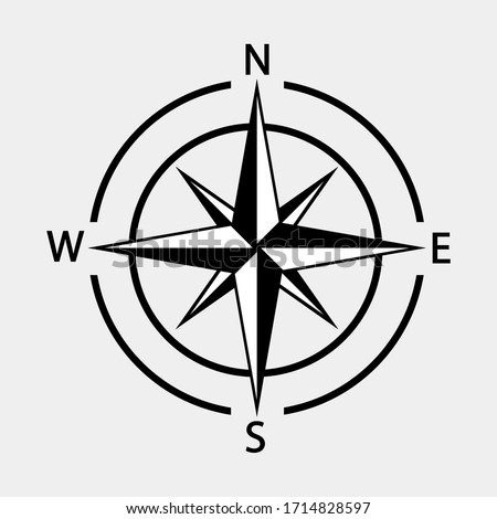 Compass vector icon. Navigation and orientation, sign flat symbol. Black illustration on white background. Royalty-Free Stock Photo #1714828597