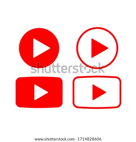 Play video icon, red buttons sign vector isolated on white background . Vector illustration EPS10. Royalty-Free Stock Photo #1714828606