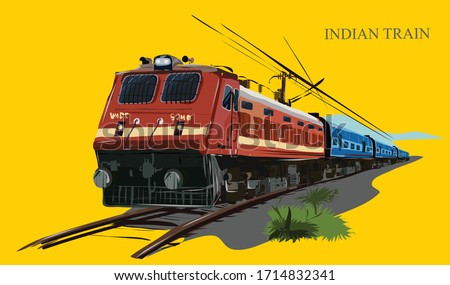 the indian train vector illustration Royalty-Free Stock Photo #1714832341