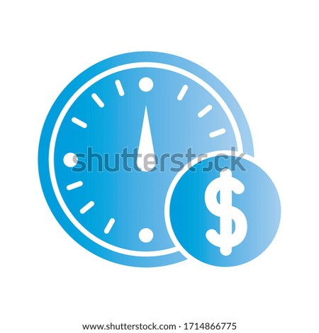 time with money symbol silhouette style icon vector illustration design