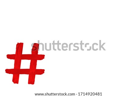 creating hash tags, red hashtag , grunge texture, brushstroke, smear of pearlescent lipstick, marketing with Hashtags, social media concept, making hashtag, Influencer, Apps