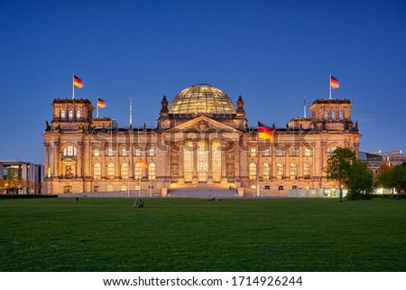 Reichstag Bundestag Berlin at the blue hour Royalty-Free Stock Photo #1714926244