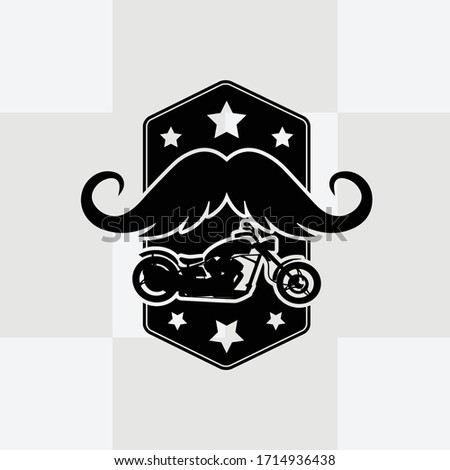 vintage motorcycle logo design with mustache.