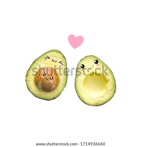 avocado with mileys on a white background