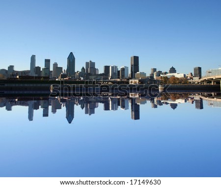 Montreal skyline reflected in water illustration