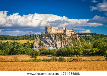 Medieval castle Beckov with surrounding landscape on a summer sunny day, Slovakia, Europe.