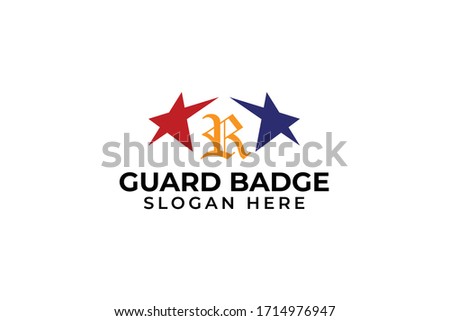 guard  badge and letter R logo vector concept with simple, unique, modern and elegant styles on white background