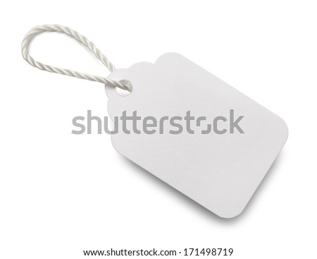 Blank White Price Tag Isolated on White Background. Royalty-Free Stock Photo #171498719