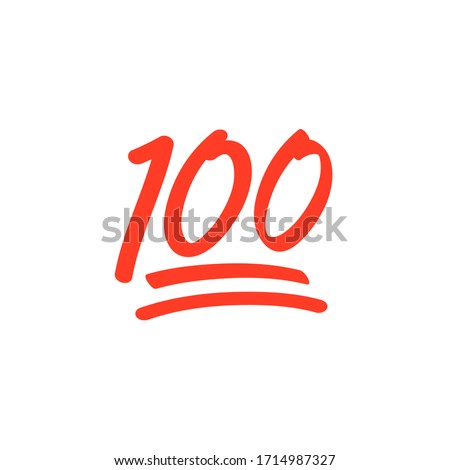 100 hundred emoticon vector icon. 100 emoji score sticker Royalty-Free Stock Photo #1714987327