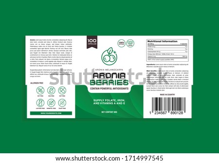 Aronia Berries Supplement Vitamin Organic Alergen Free Label Design Royalty-Free Stock Photo #1714997545