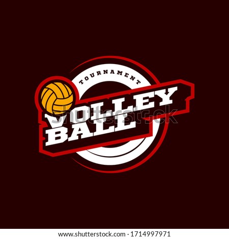 Volleyball vector logo. Modern professional Typography sport retro style vector emblem and template logotype design. Volleyball colorful logo
