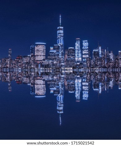 Reflection of the Manhattan skyline