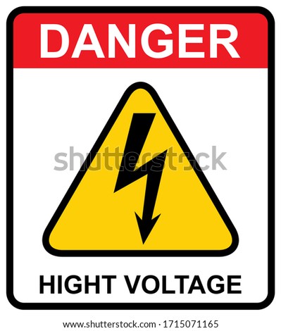 High voltage icon, danger vector symbol isolated on white background, web button Royalty-Free Stock Photo #1715071165