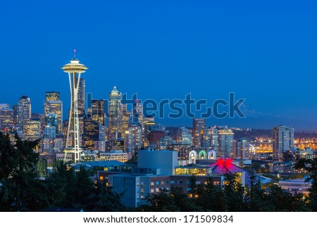 Seattle Skyline & Mt Rainier