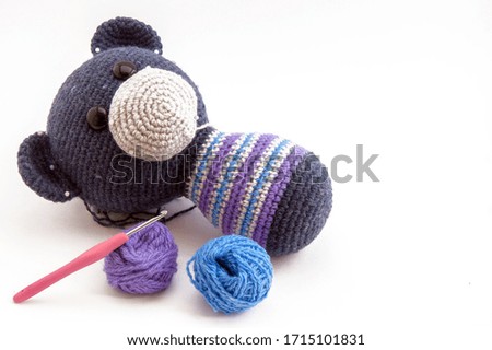 Crochet elements of amigurumi dolls.