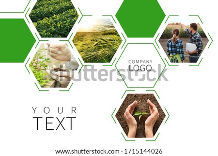 Collage of photos with agricultural engineers Royalty-Free Stock Photo #1715144026