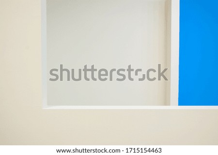 white and blue walls in the interior. abstract composition.