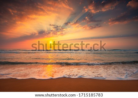 Beautiful cloudscape over the sea, sunrise shot Royalty-Free Stock Photo #1715185783