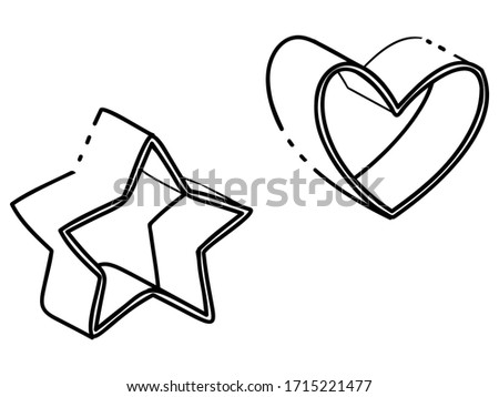Illustration of a star and heart cookie cutter