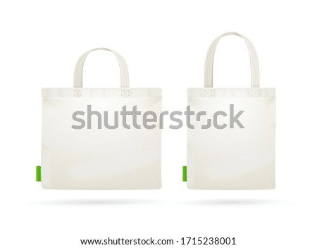 Realistic Detailed 3d White Blank Tote Bag Empty Template Mockup Set. Vector illustration of Mock Up Bags Royalty-Free Stock Photo #1715238001