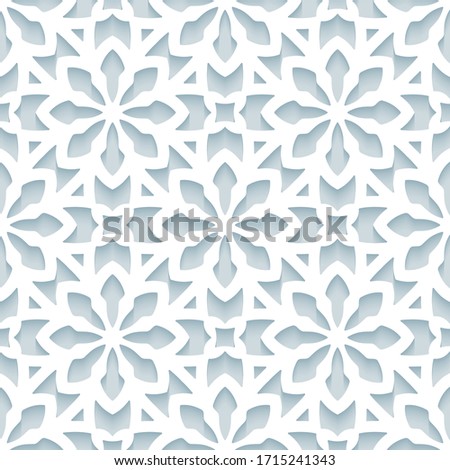 Cutout paper pattern, seamless lace texture, ornamental vector background in neutral color