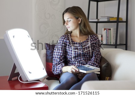 Woman Light Therapy Royalty-Free Stock Photo #171526115