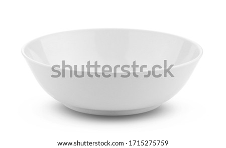 empty white bowl isolated on white background Royalty-Free Stock Photo #1715275759