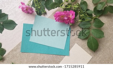 card mockup with pink flowers 