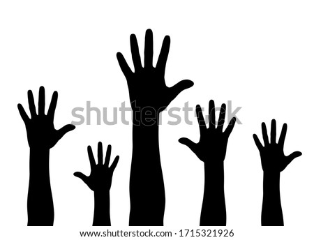 Illustration of a crowd raising hands Royalty-Free Stock Photo #1715321926
