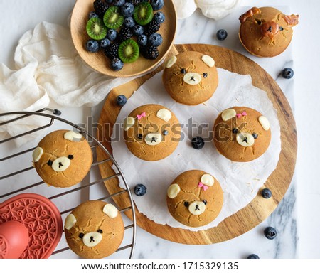 Healthy homemade pastry / Animated Bear Shape Cornbread with Fruits / Wholesome delicious cookies for tea time breaks or between meals snack 