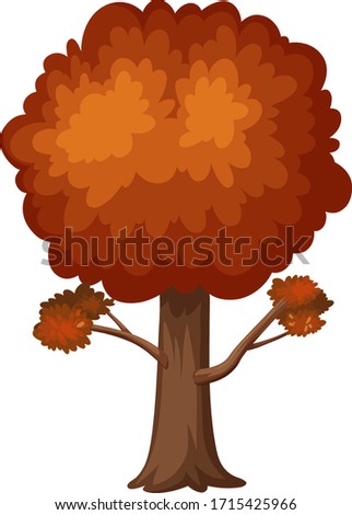 One big tree on white background illustration