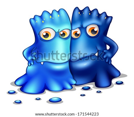 Illustration of the two monsters on a white background