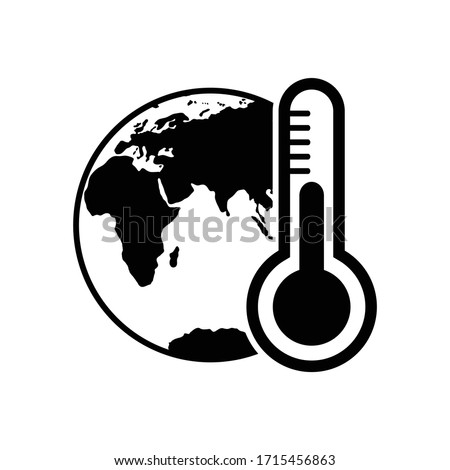 Globe icon Global temperature - black vector icon with shadow Royalty-Free Stock Photo #1715456863