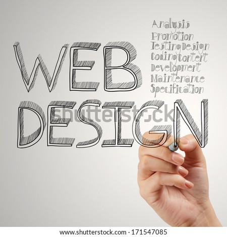 business man hand  drawing web design diagram as concept 