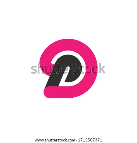 DP letter. initial letter dp linked circle lowercase monogram logo pink and black
