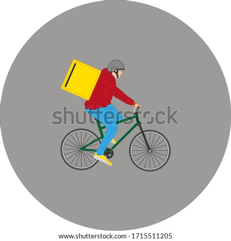 man with delivery bike on white background, vector