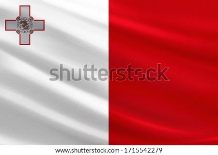 Malta flag with fabric texture Royalty-Free Stock Photo #1715542279