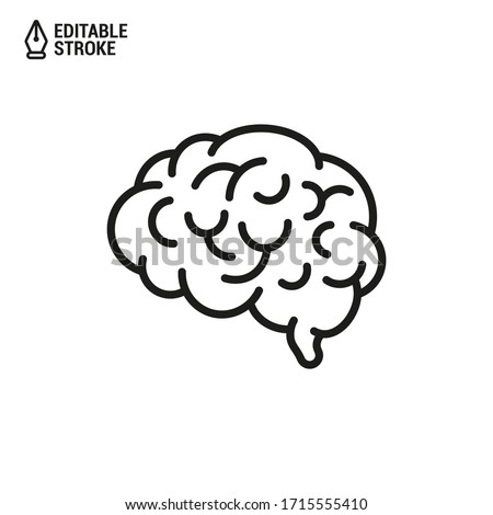 Human Brain. Vector Outline Icon with Editable Strokes Isolated on White Background